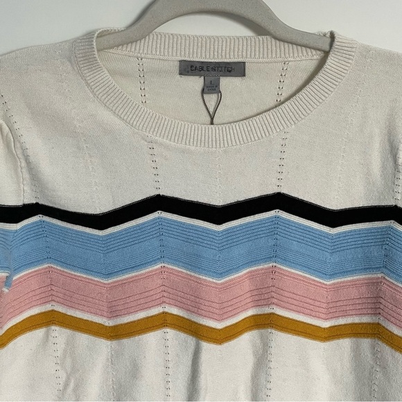 Cable Stitch Zig Zag Stitch Short Sleeve Sweater - 29189 - Picture 3 of 12